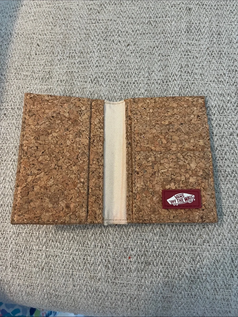 Vans bifold cork wallet logo tag zipper pocket